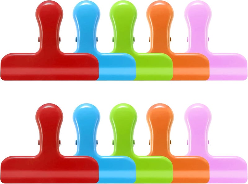 TONOS Chip Clips 10 Pack, 3 Inches Wide Metal Bag Clips for Bread & Food Packages, 10 Pieces in 5 Colors. Heavy Duty Air Tight Seal Kitchen Clamps and Paper Clamps - Image 2